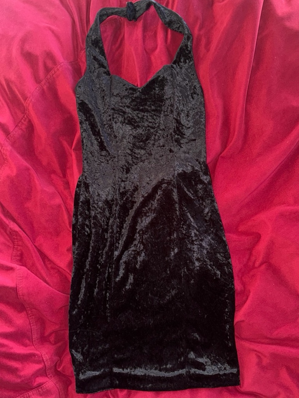 Vintage All That Jazz Black Velvet Halter Mini Dress